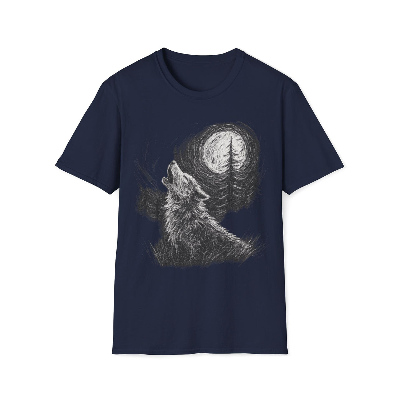 Macabre Threads Navy Midnight Howl – Wolf T-Shirt