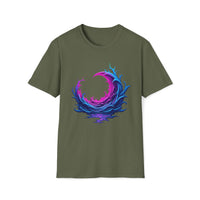 Macabre Threads Moon Ripples T-Shirt – Gothic Crescent Wave Graphic Tee