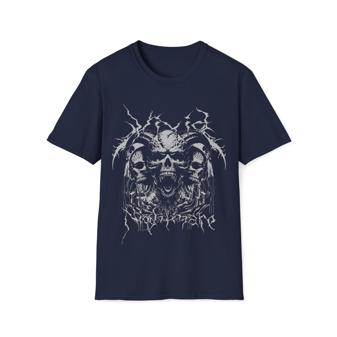 Macabre Threads Navy Vivid Nightmare T-Shirt – Screaming Skull Horror Tee