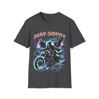 Macabre Threads Dark Heather Grave Chopper – Grim Reaper Motorcycle T-Shirt