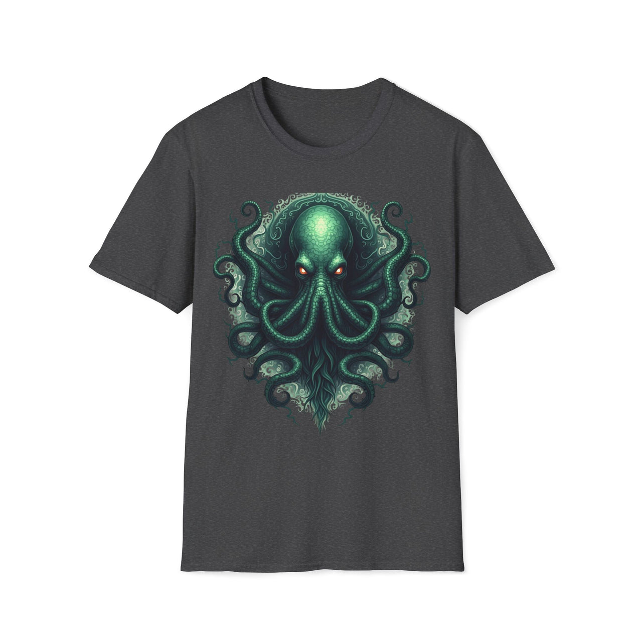 Macabre Threads Dark Heather Cthulhu Enigma T-Shirt – Cosmic Horror Tentacle Design