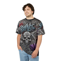 Macabre Threads Graffiti Requiem All-Over Print T-Shirt – Urban Gothic Street Art Tee