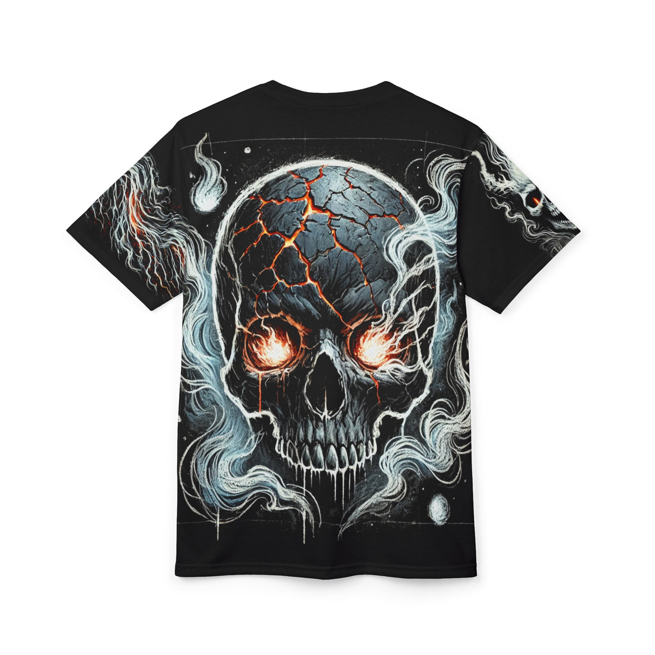 Macabre Threads Infernal Wraith All-Over Print T-Shirt – Ghostly Flame Specter Tee