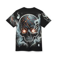 Macabre Threads Infernal Wraith All-Over Print T-Shirt – Ghostly Flame Specter Tee