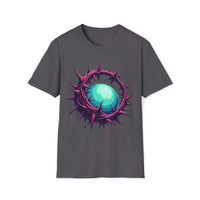 Macabre Threads Charcoal Luminous Maze T-Shirt – Gothic Orb and Thorns Graphic Tee