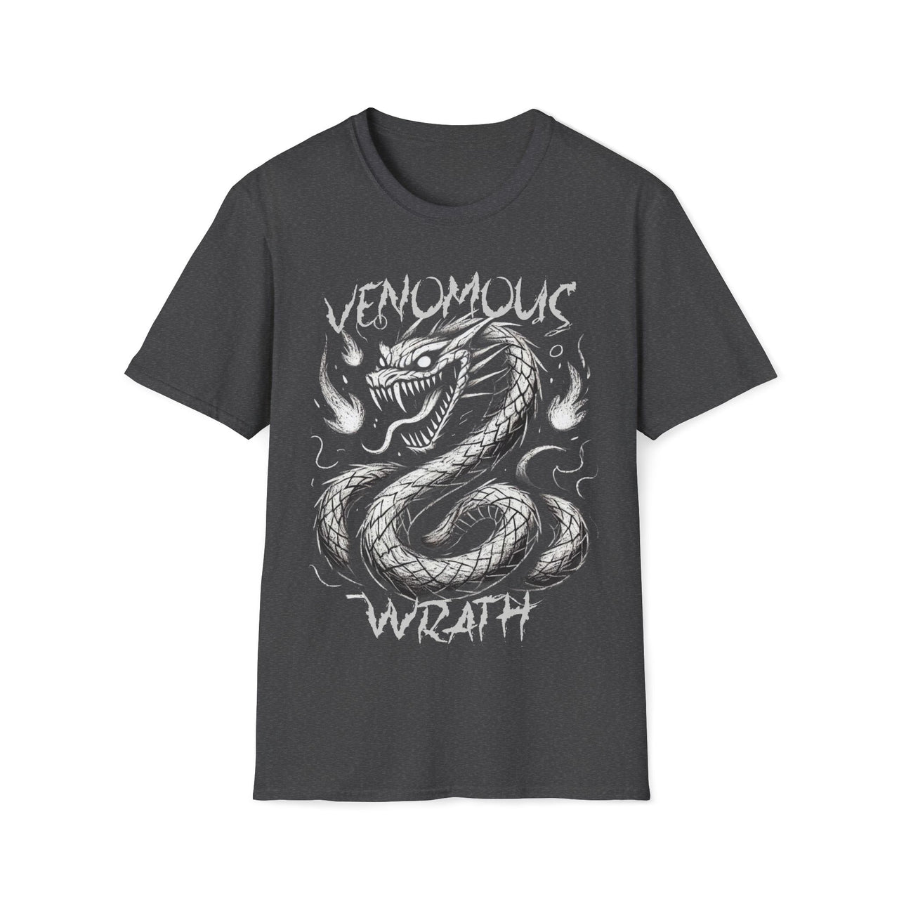 Macabre Threads Dark Heather Venomous Wrath T-Shirt – Coiled Serpent Horror Tee
