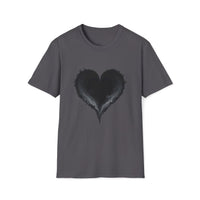 Macabre Threads Charcoal Vortex Heart T-Shirt – Dark Gothic Smoke Heart Tee