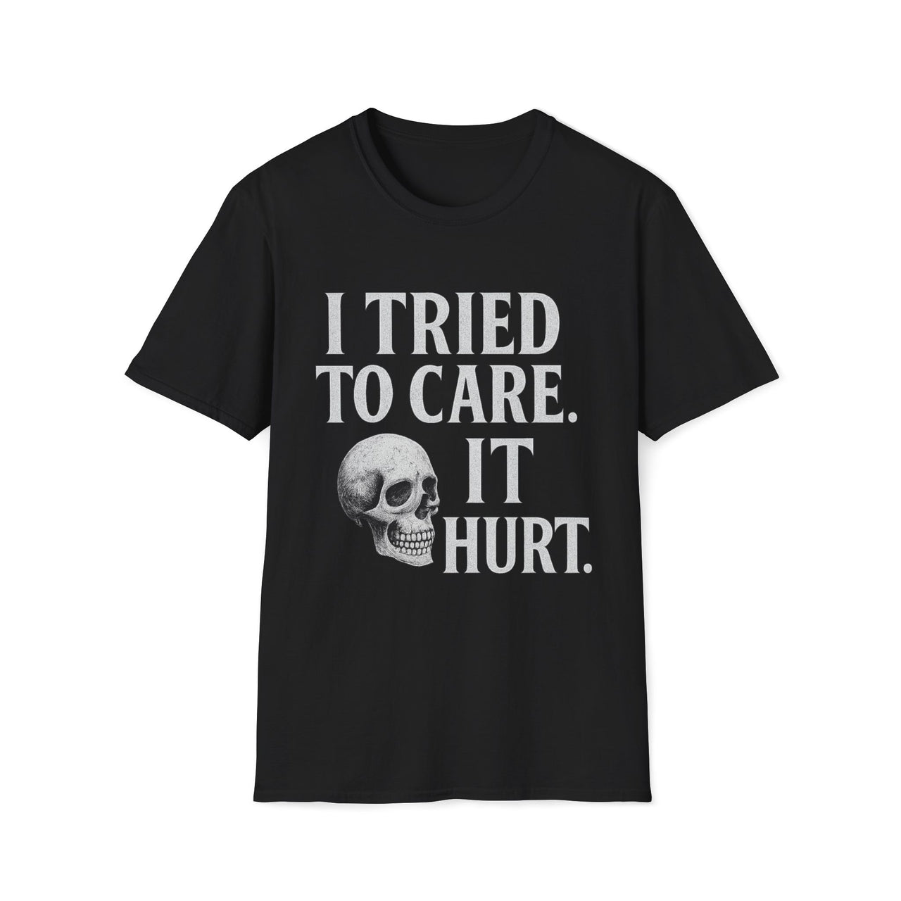Careless Remains T-Shirt – I Tried to Care Skull Tee