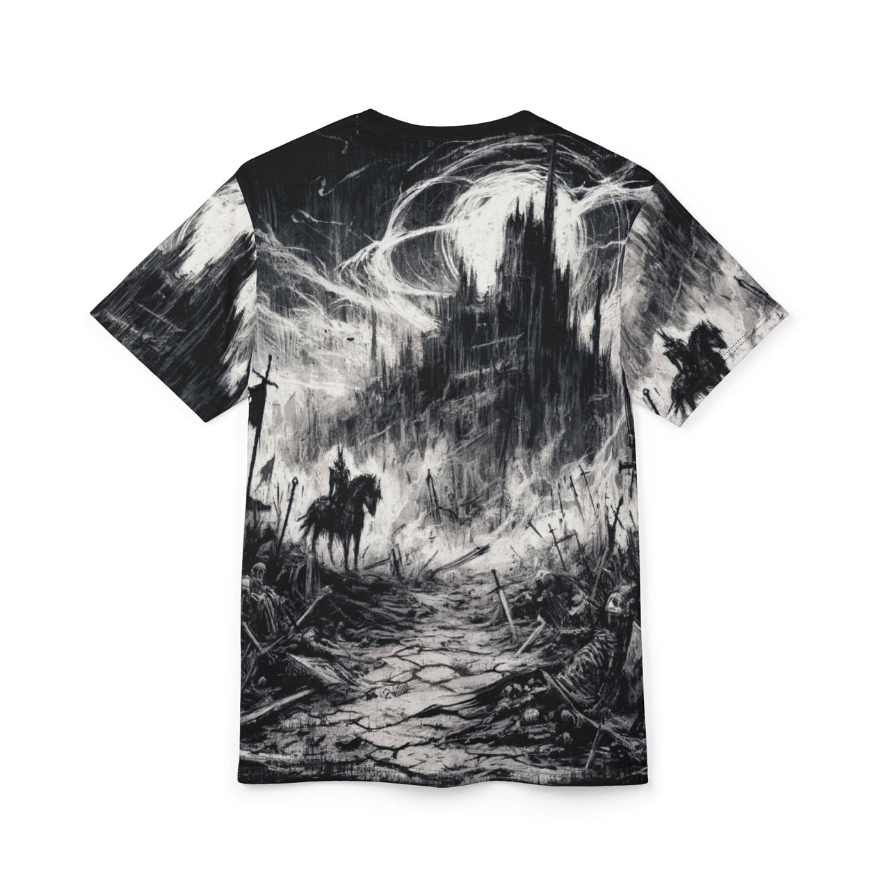 Macabre Threads Warlord of the Fallen All-Over Print T-Shirt – Gothic Warlord Battlefield Tee