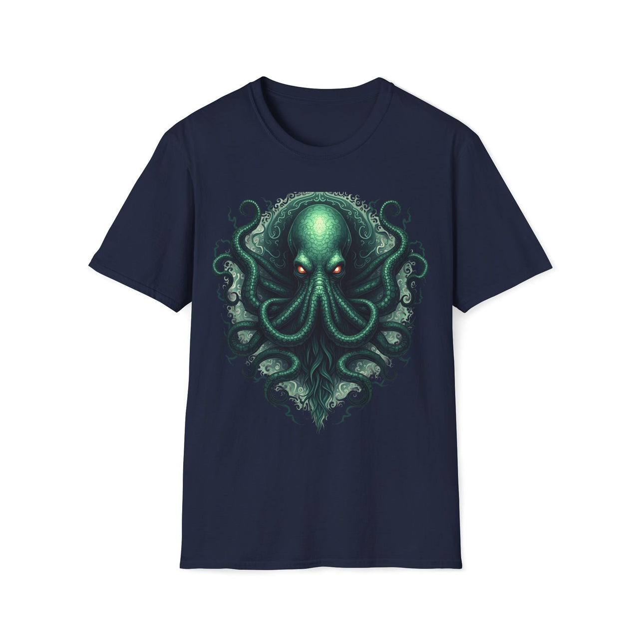Macabre Threads Navy Cthulhu Enigma T-Shirt – Cosmic Horror Tentacle Design
