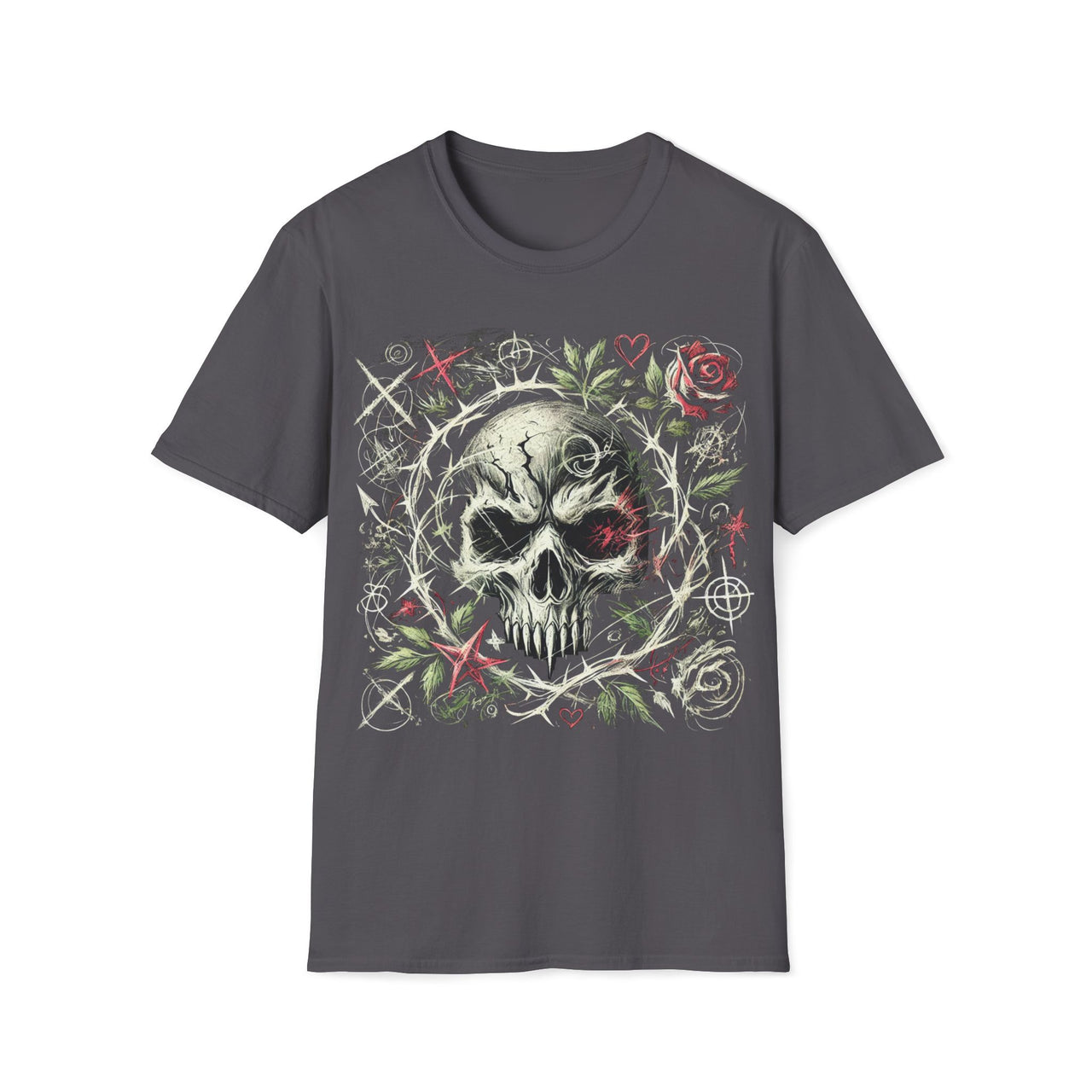 Macabre Threads Charcoal Thorned Eternity – Thorn Skull Shirt