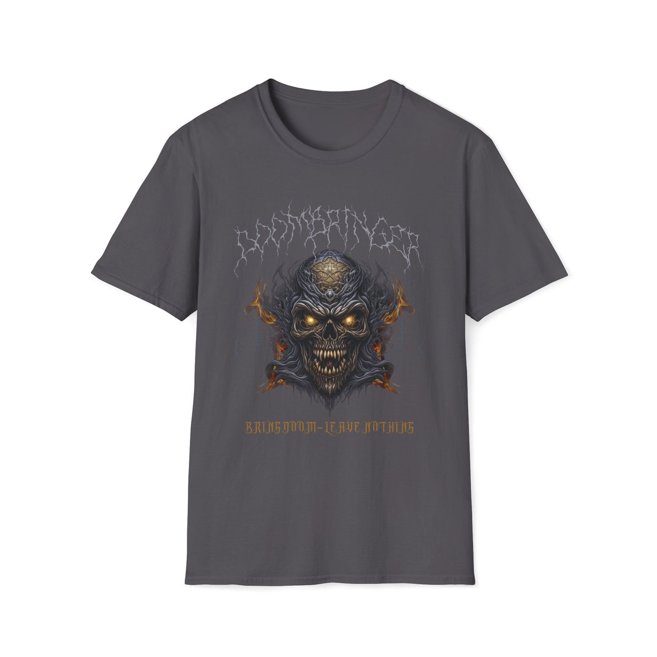 Macabre Threads Charcoal Doombringer T-Shirt – Brutal Skull Metal Graphic