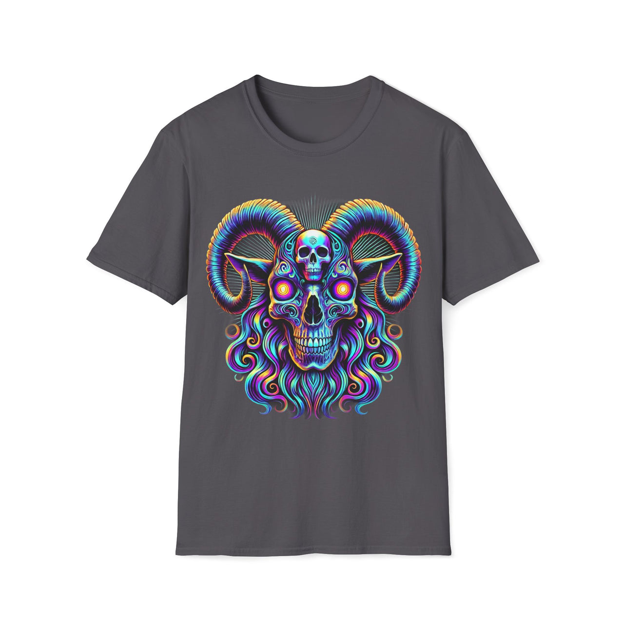 Macabre Threads Charcoal Psychedelic Baphomet T-Shirt – Trippy Gothic Goat Skull Tee