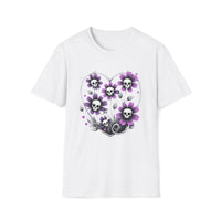 Macabre Threads White Grim Blooms – Skull Flower T-Shirt