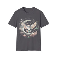 Macabre Threads Charcoal Celestial Guardian – Moon Owl T-Shirt