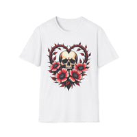 Macabre Threads White Gothic Bloom Romantic Skull T Shirt – Dark Floral Gothic Tee