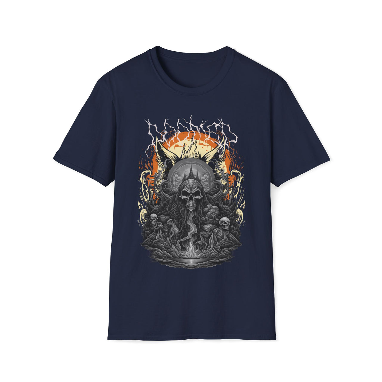 Macabre Threads Navy Doomed Skull Art T Shirt – Apocalyptic Gothic Skull Tee