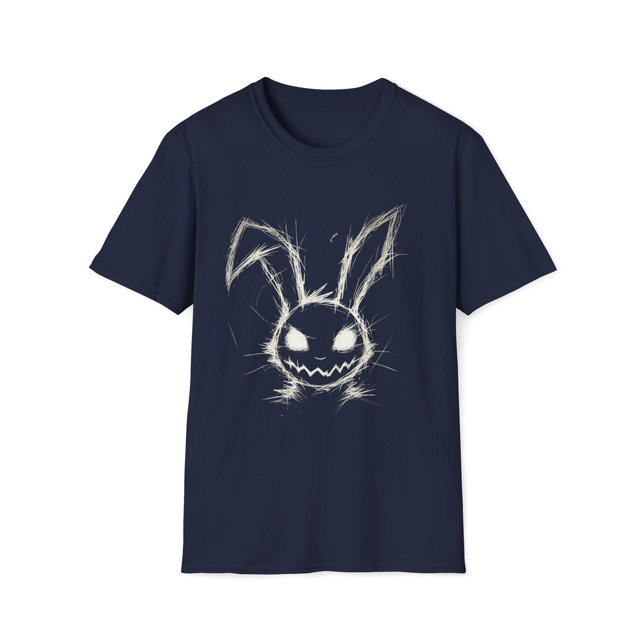 Macabre Threads Navy Wicked Hare T-Shirt – Gothic Sketch Bunny Design