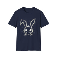 Macabre Threads Navy Wicked Hare T-Shirt – Gothic Sketch Bunny Design
