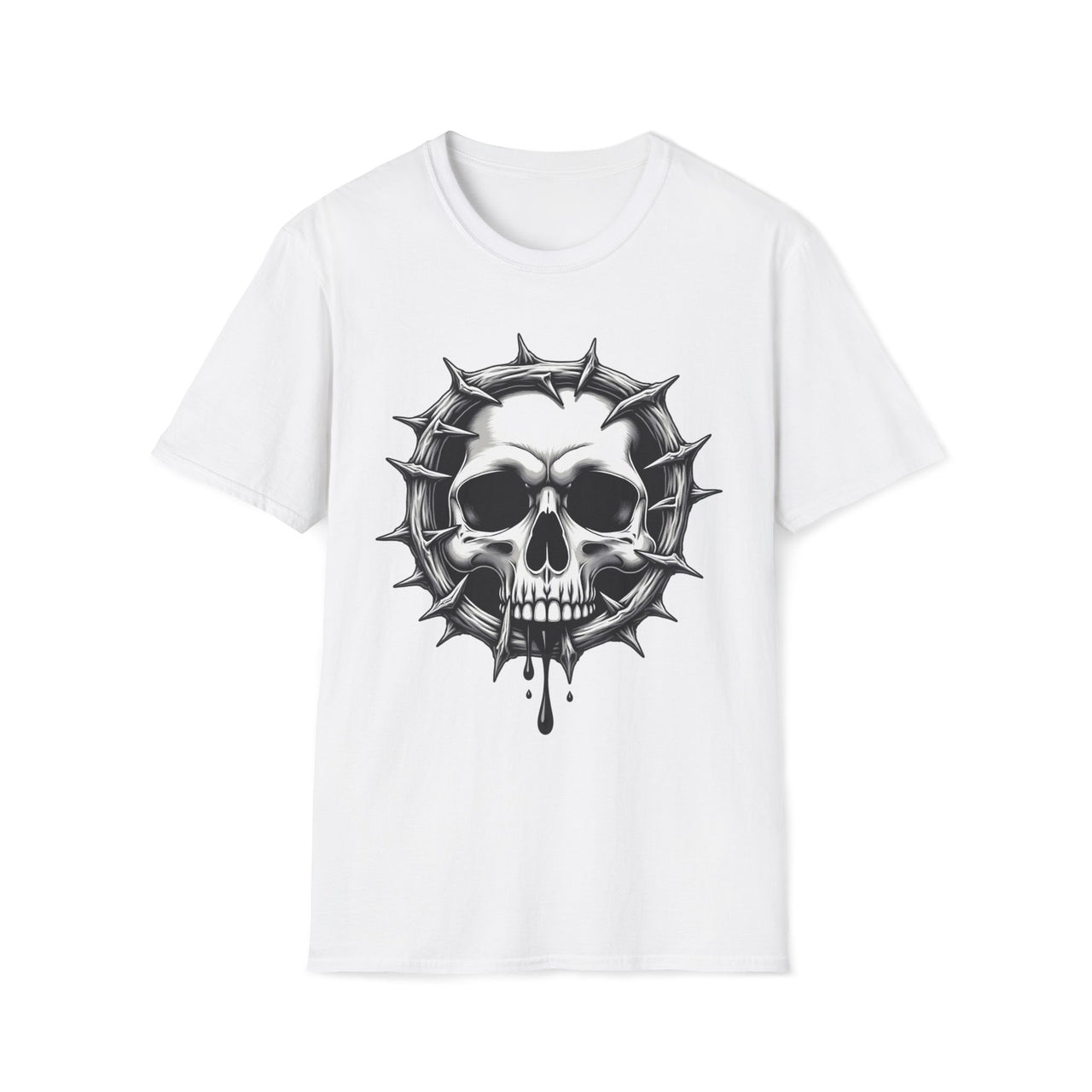 Macabre Threads White Gothic Skull Thorned Skull T Shirt – Dark Gothic Graphic Tee