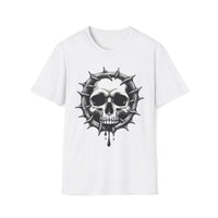 Macabre Threads White Gothic Skull Thorned Skull T Shirt – Dark Gothic Graphic Tee