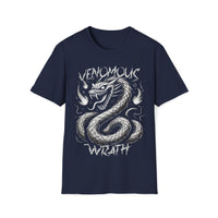 Macabre Threads Navy Venomous Wrath T-Shirt – Coiled Serpent Horror Tee