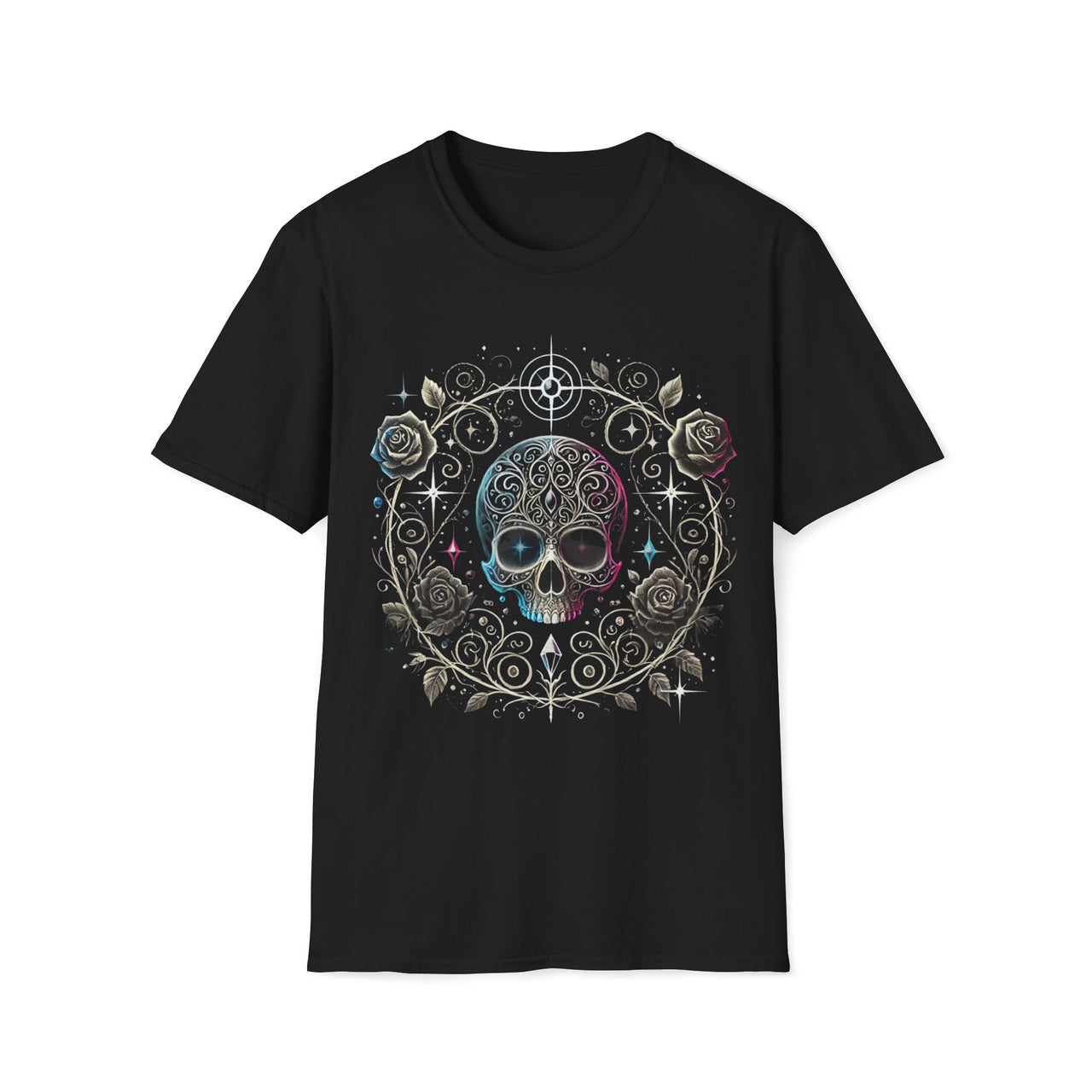 Macabre Threads Black Eternal Elegance – Decorative Skull Shirt