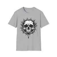 Macabre Threads Sport Grey Gothic Skull Thorned Skull T Shirt – Dark Gothic Graphic Tee