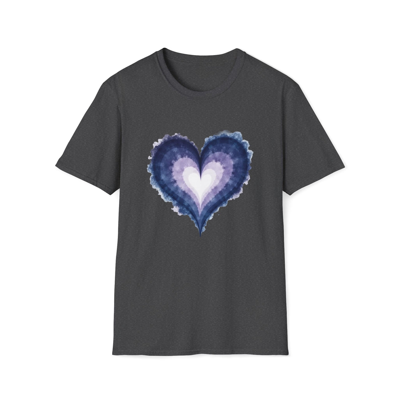 Macabre Threads Dark Heather Mystic Heart T-Shirt – Enchanted Gothic Watercolor Heart Tee