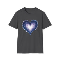 Macabre Threads Dark Heather Mystic Heart T-Shirt – Enchanted Gothic Watercolor Heart Tee