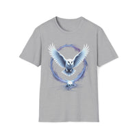 Macabre Threads Sport Grey Ethereal Portal – Mystical Owl T-Shirt