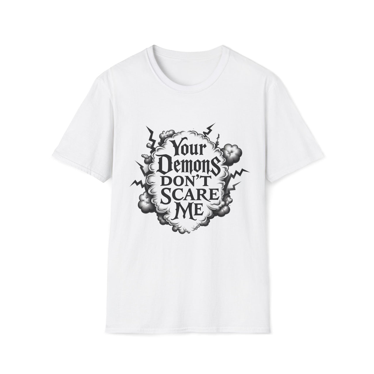 Macabre Threads White Gothic Resolve T-Shirt – Your Demons Don’t Scare Me Tee