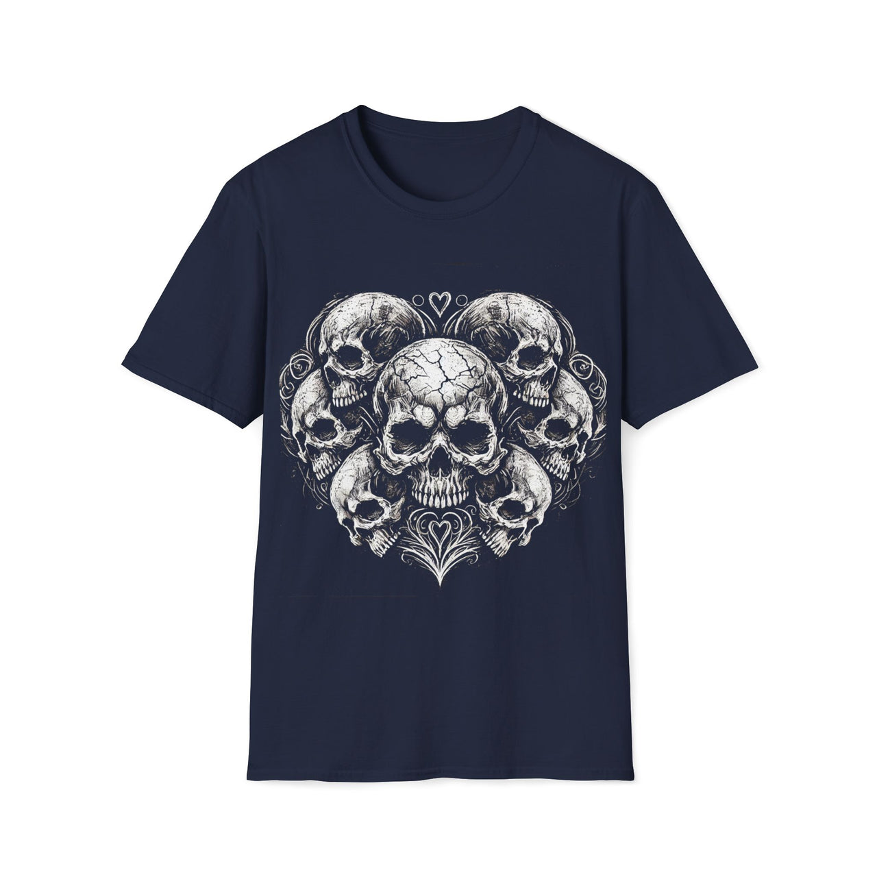 Macabre Threads Navy Heart of Doom – Skull Heart T-Shirt
