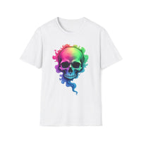 Macabre Threads White Psychedelic Skull – Neon Skull Shirt