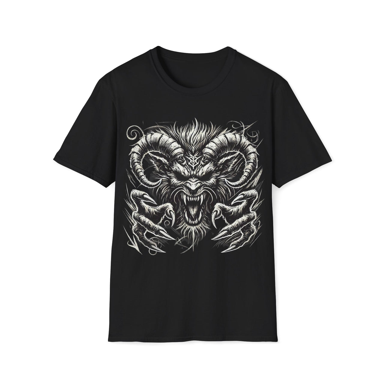 Macabre Threads Black Demon’s Fury - Horned Hellbeast Gothic T-Shirt