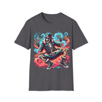 Macabre Threads Charcoal Reaper Riot – Colorful Skeleton Reaper T-Shirt