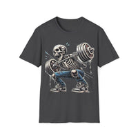 Macabre Threads Dark Heather Dead Weight - Skeleton Lifting Shirt for Gym Rats & Goth Lifters