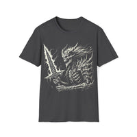 Macabre Threads Dark Heather Shadowforge Warlord T-Shirt – Gothic Warrior Sketch Design