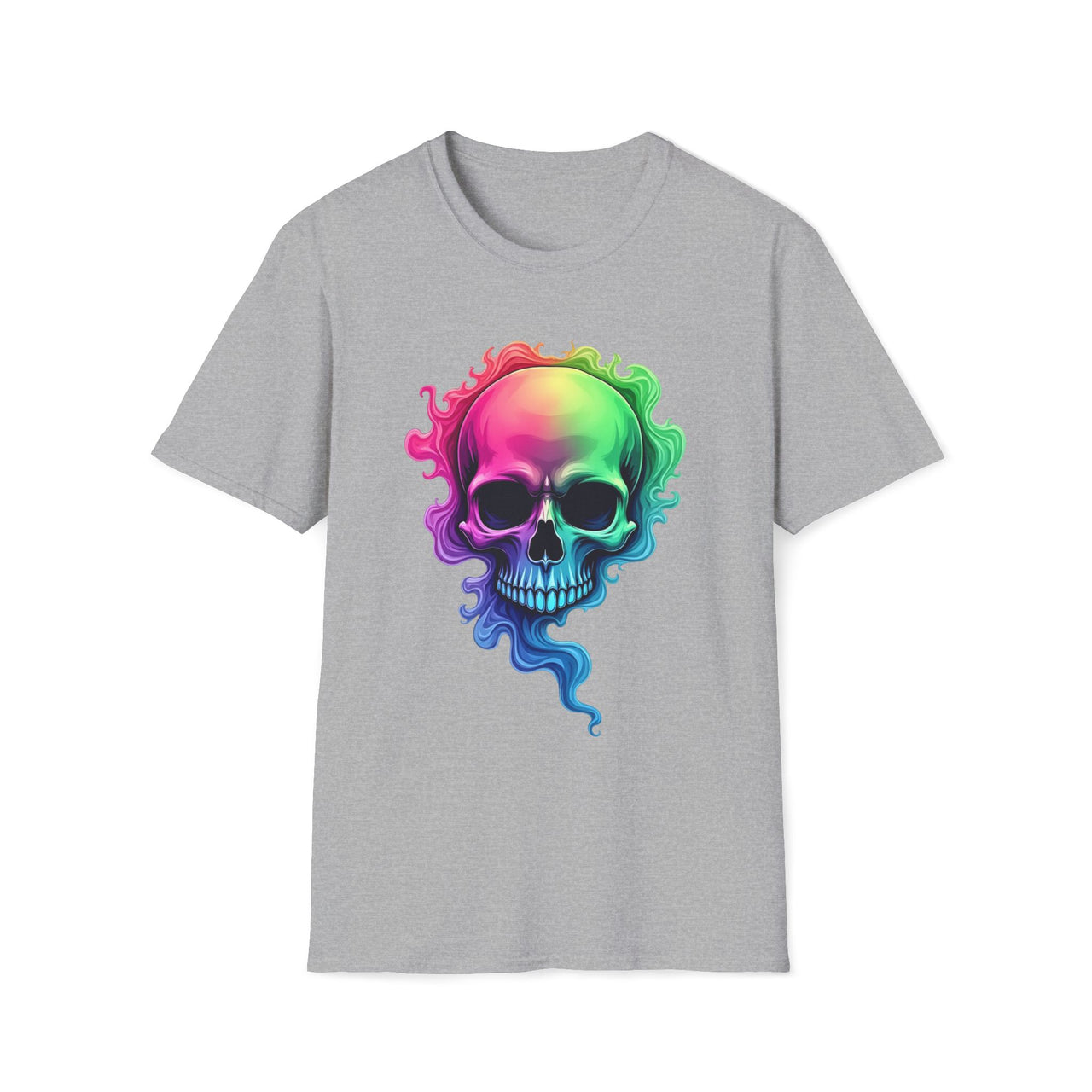 Macabre Threads Sport Grey Psychedelic Skull – Neon Skull Shirt