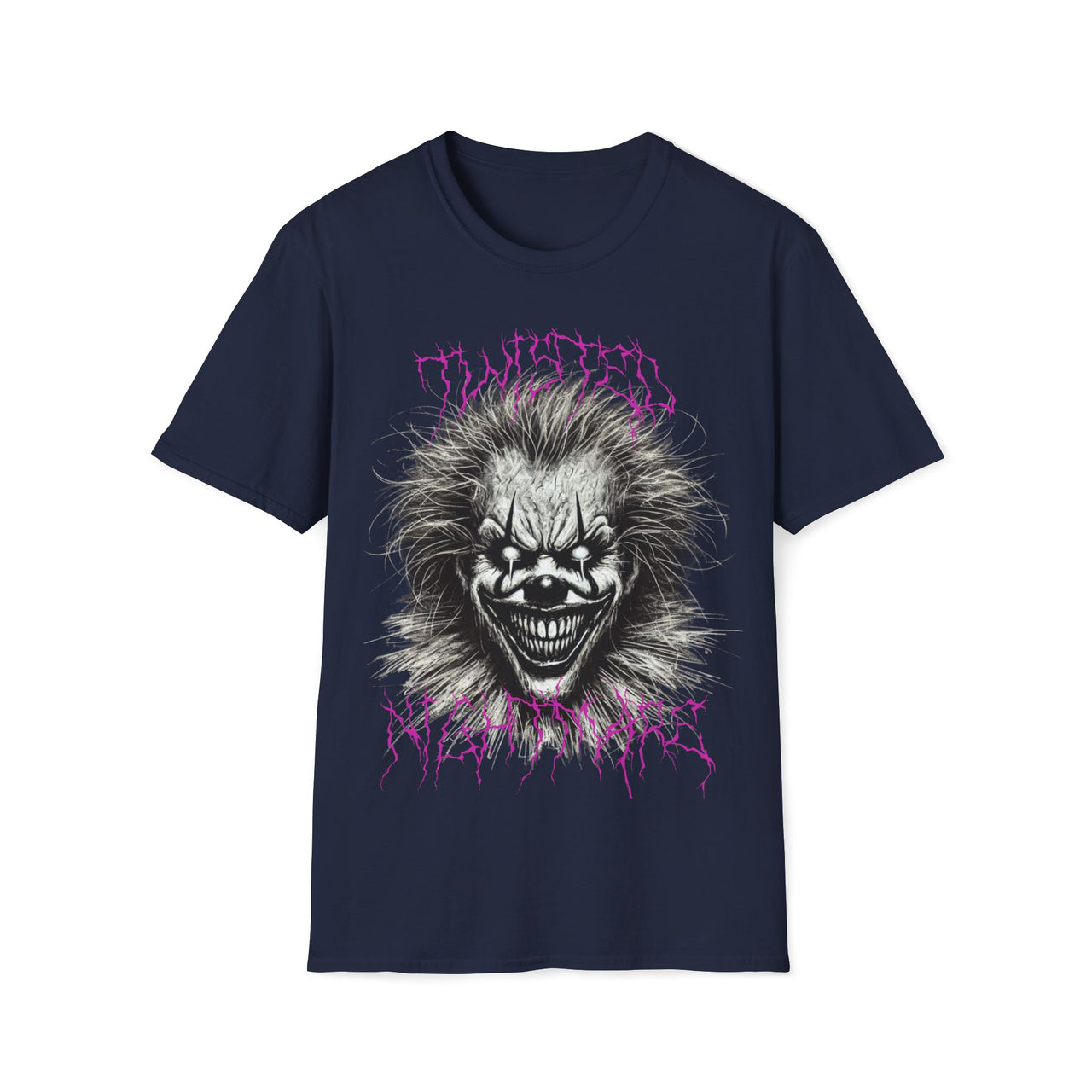 Macabre Threads Navy Twisted Nightmare T-Shirt – Killer Clown Graphic Tee