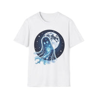 Macabre Threads White Lunar Apparition T-Shirt – Cosmic Ghost Moon Graphic Tee