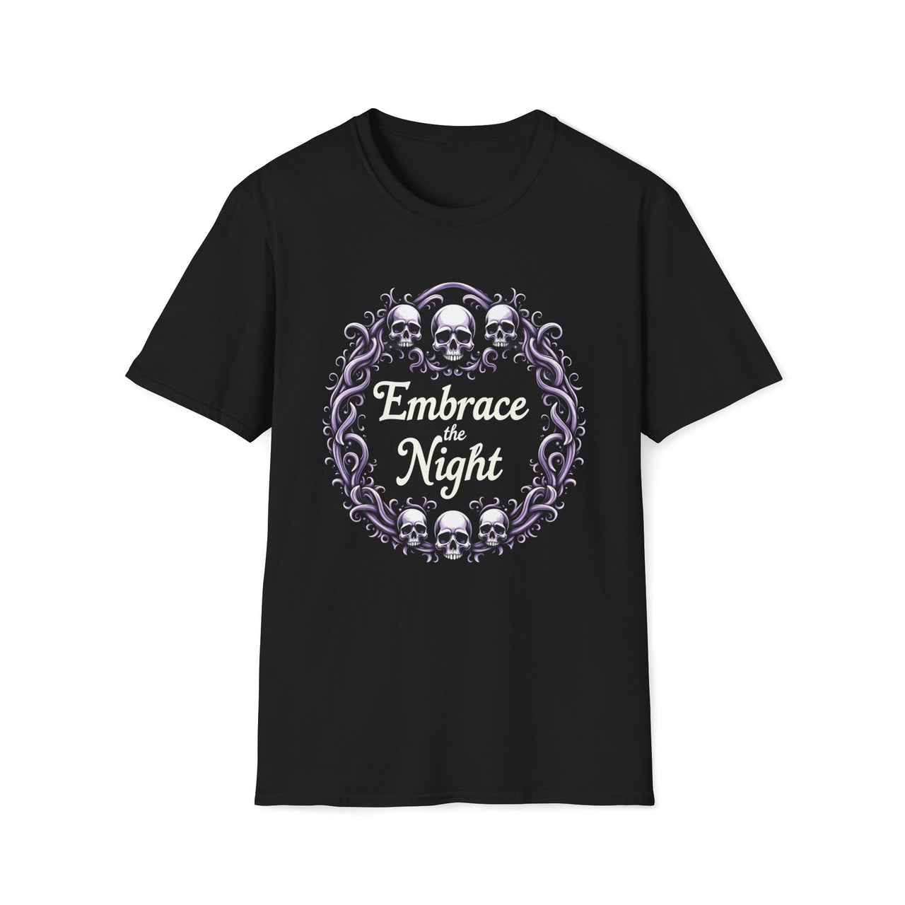 Macabre Threads Black Gothic Embrace T-Shirt – Embrace the Night Skull Tee