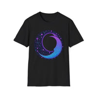 Macabre Threads Black Lunar Whimsy – Cosmic Moon Swirl T-Shirt