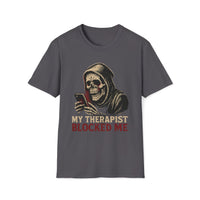 Ghosted By Therapist T-Shirt – Funny Gothic Reaper Tee