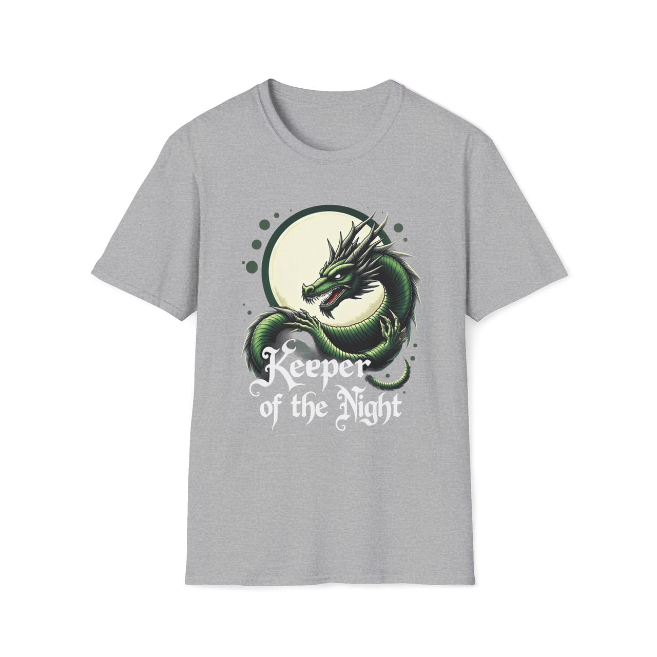 Macabre Threads Sport Grey Night’s Sentinel T-Shirt – Gothic Dragon Graphic Tee