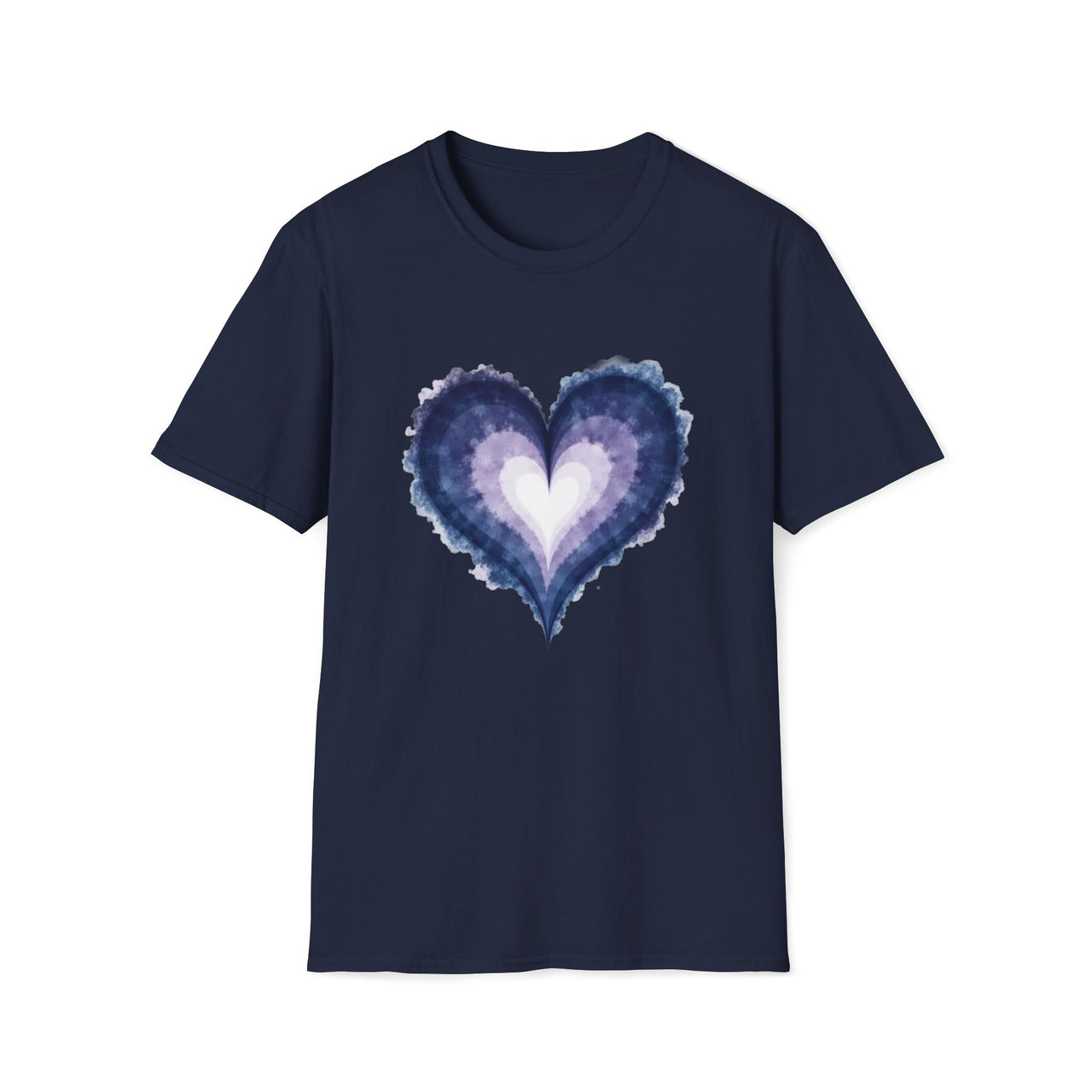 Macabre Threads Navy Mystic Heart T-Shirt – Enchanted Gothic Watercolor Heart Tee