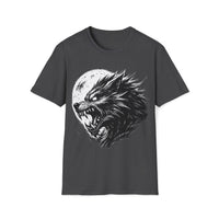 Macabre Threads Dark Heather Lunar Snarl – Moonlit Wolf T-Shirt