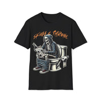 Macabre Threads Black Skull and Throne – Gothic Skeleton King T-Shirt