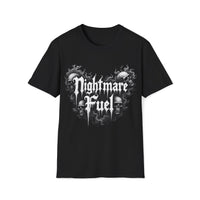 Macabre Threads Black Nightmare Fuel T-Shirt – Gothic Skull Graphic Tee