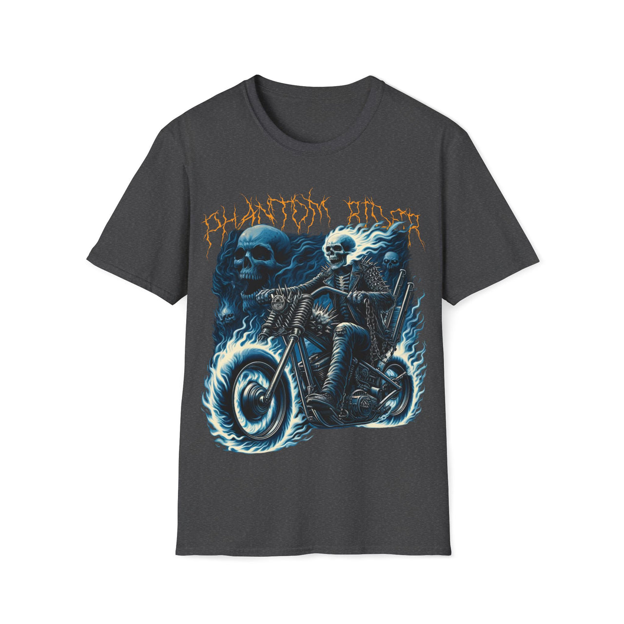 Macabre Threads Dark Heather Phantom Rider – Skeleton Motorcycle Shirt